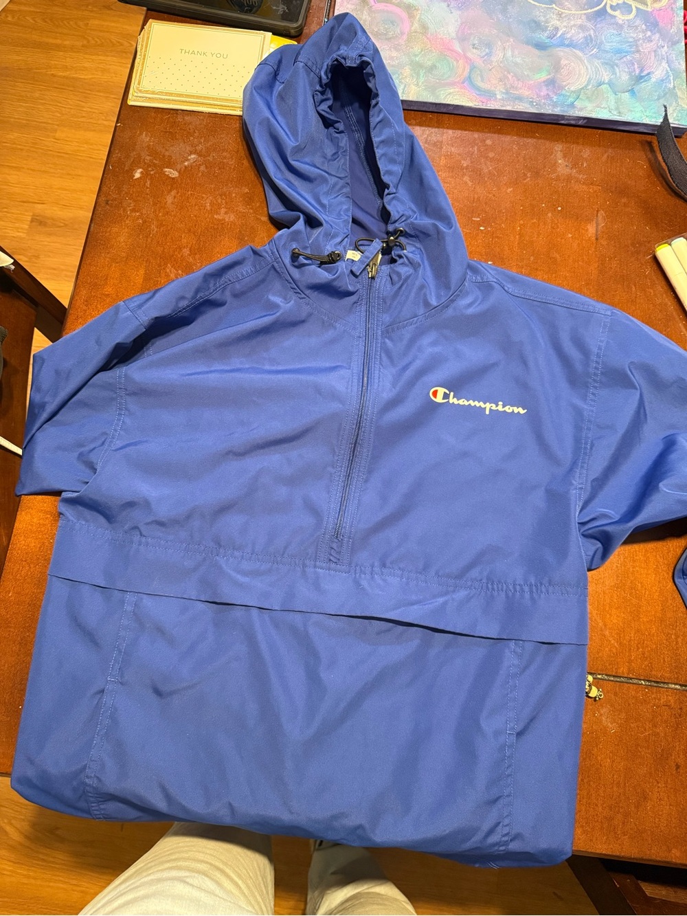 Champion Blue Hooded Pullover Rain Anorak